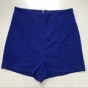 F21 textures blue knit shorts